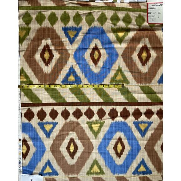 Branschwig & Fils "UZBEK" fabric linen and cotton vintage swatch 27” x 35” - Picture 2 of 6